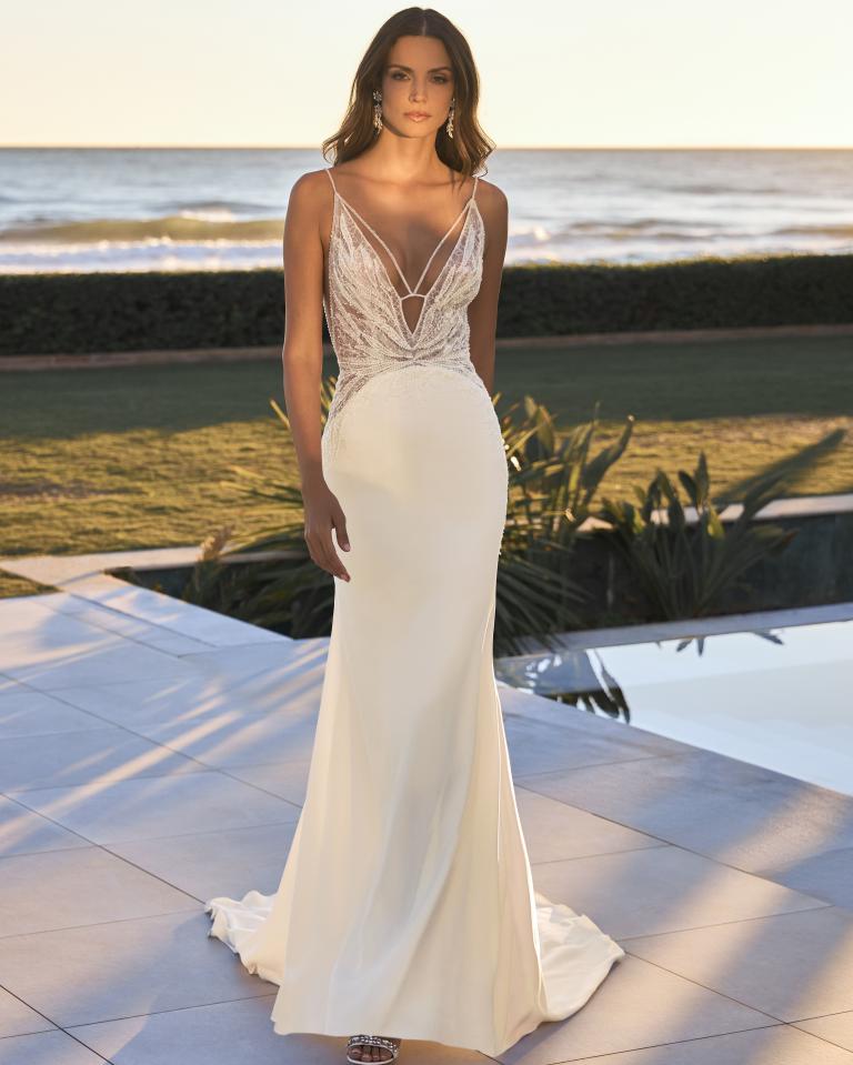 Mermaid jurk met geparelde corsage 